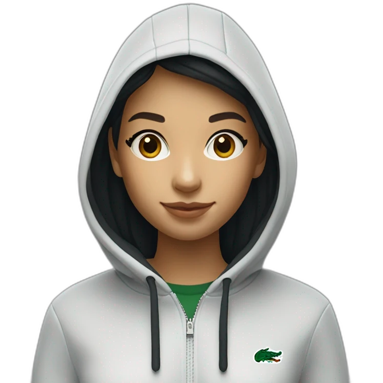 Lacoste bag girl with black lacoste hoodie emoji