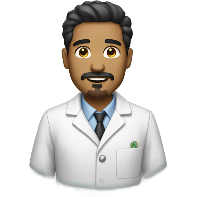 Full Latino man with goatee and plain lab coat emoji