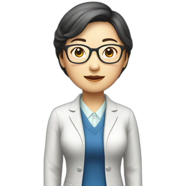 Chinese donor lady teacher wear glasses standing emoji