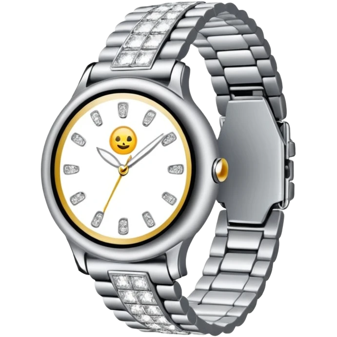 Crie um relógio de pulso prateado cravejado de diamantes brilhantes emoji