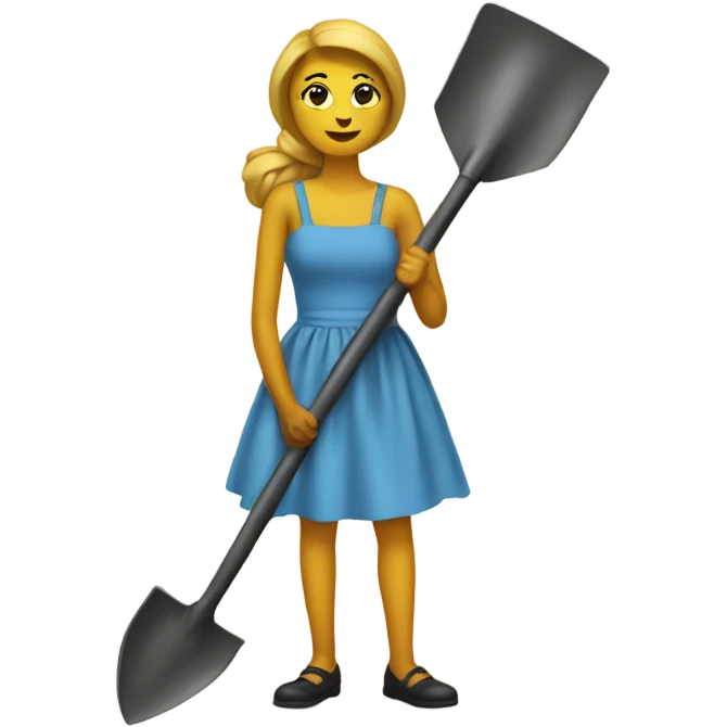 shovel wearing a dress emoji