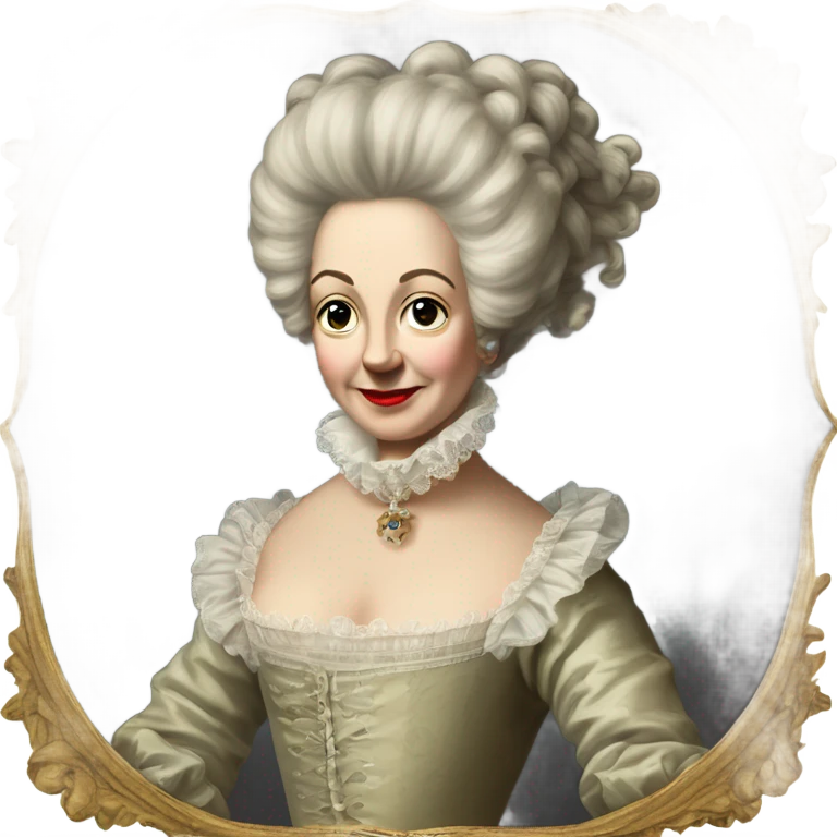 An 18 century beheaded French queen with a frilly pouf hairstyle and wearing a chemise la Reine   emoji