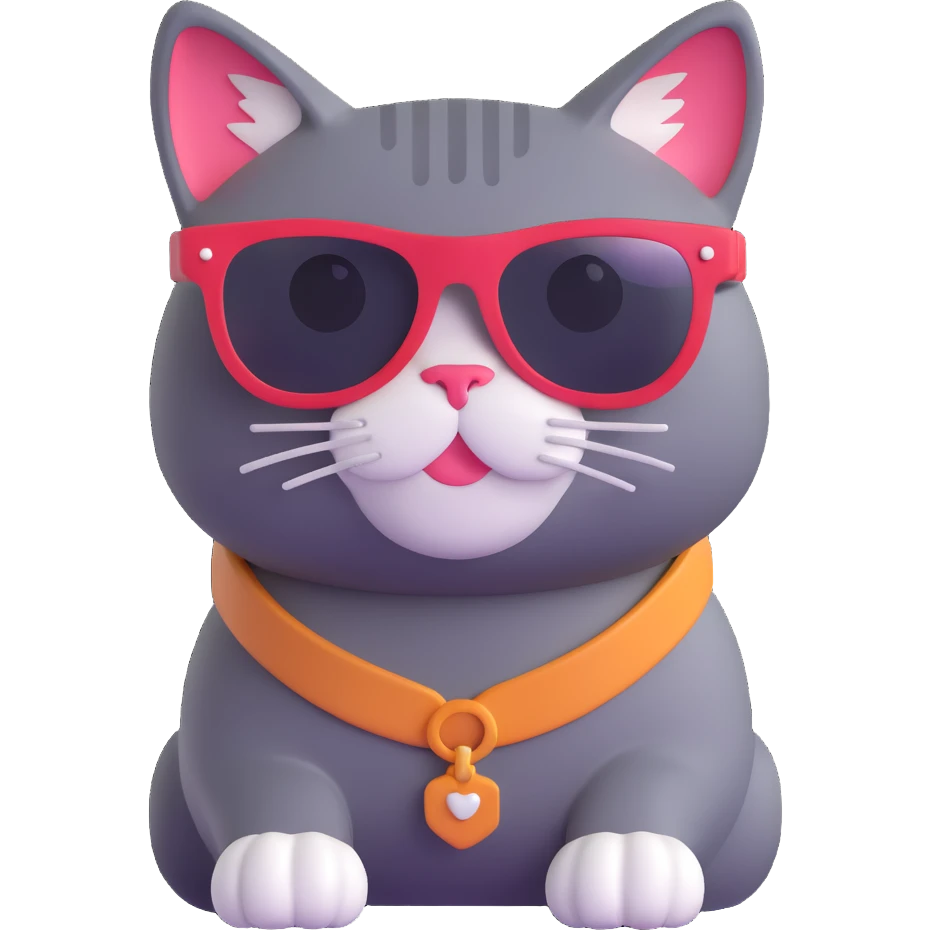 cat wearing sunglasses, vibrant and fun emoji