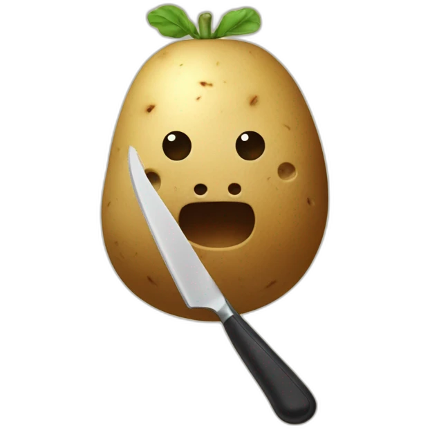 Potato holding a knife in hand emoji