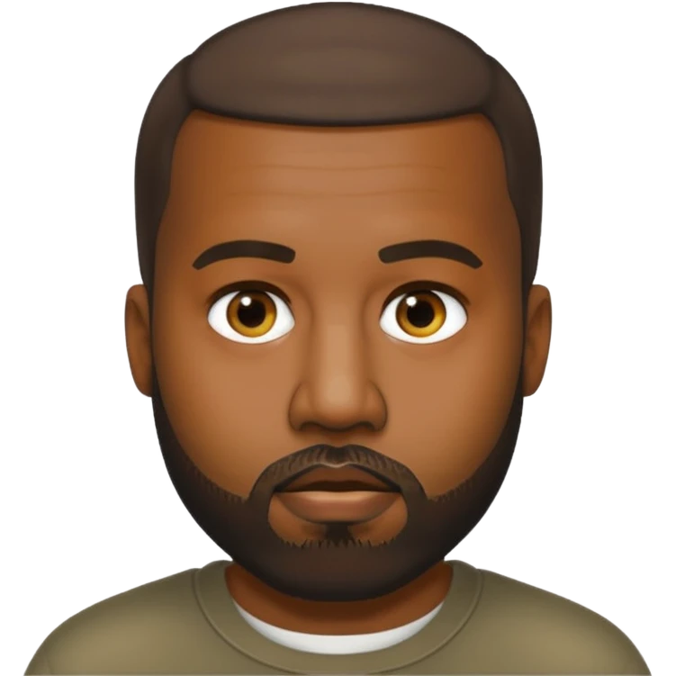 Kanye West with beard and short hair, apple emoji style emoji