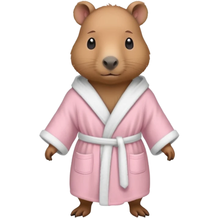 baby capybara in light pink robe full body emoji