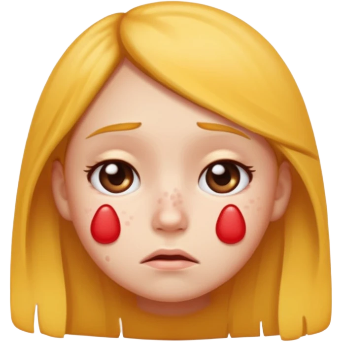sad girl emoji with giant pimples emoji