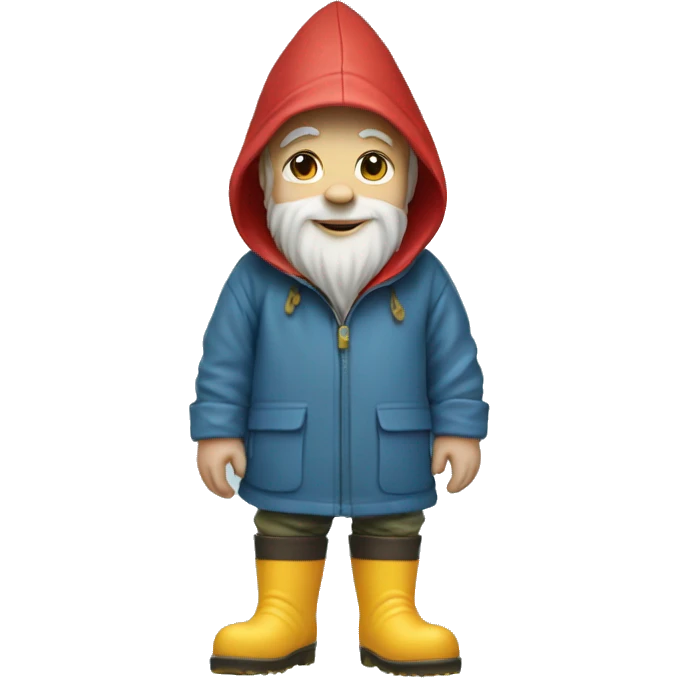 Gnome in rain jacket and rain boots  emoji