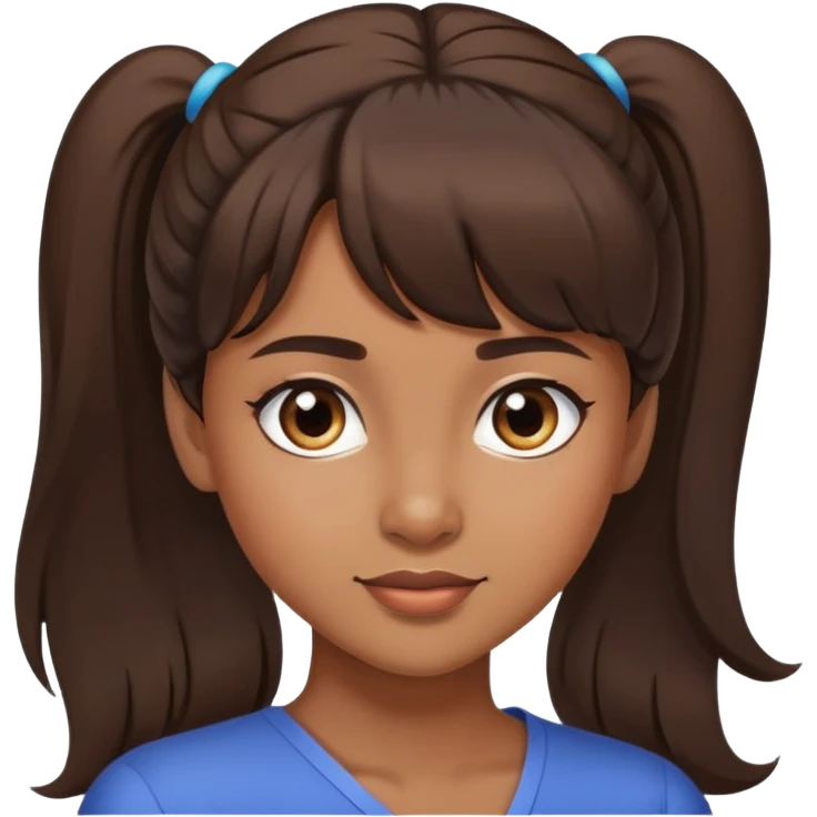 Brown skin brunette woman side ponytail with bangs emoji