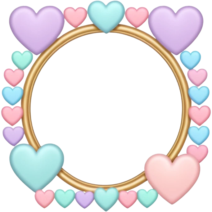 elegant feminine frame with hearts and pastel colors emoji