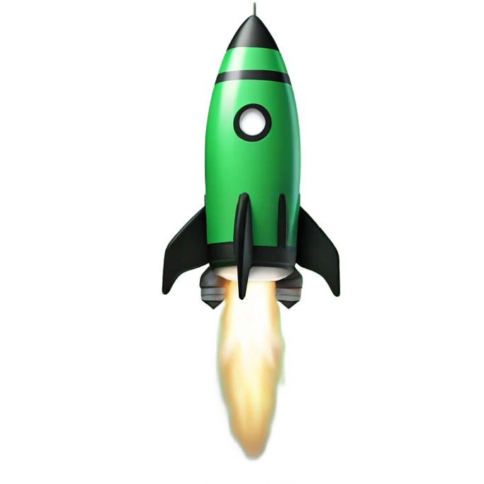 green and black rocket ship emoji