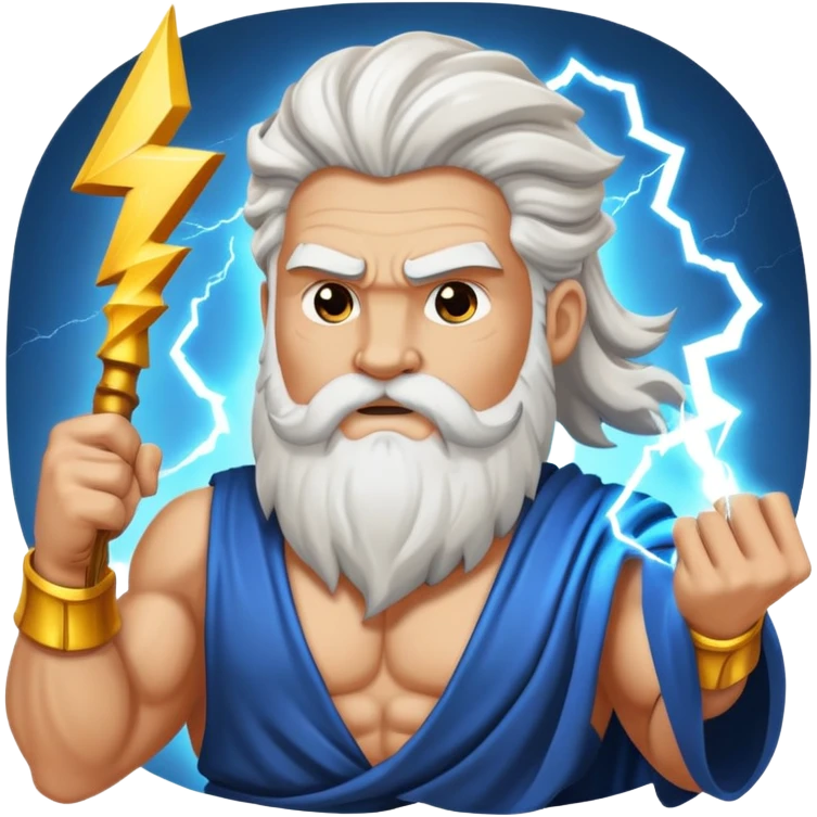 Zeus thunder god with lightning bolt and white beard emoji