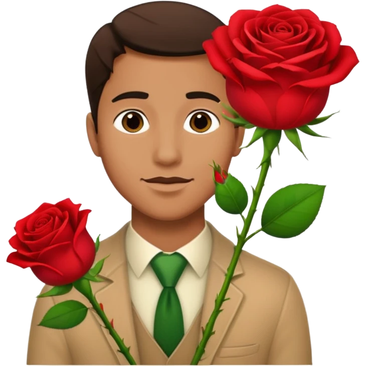 Hombre entregando una rosa emoji