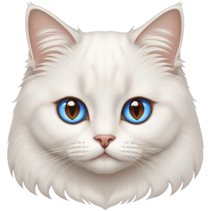 White British longhair cat blue eyes with brown eye girl emoji