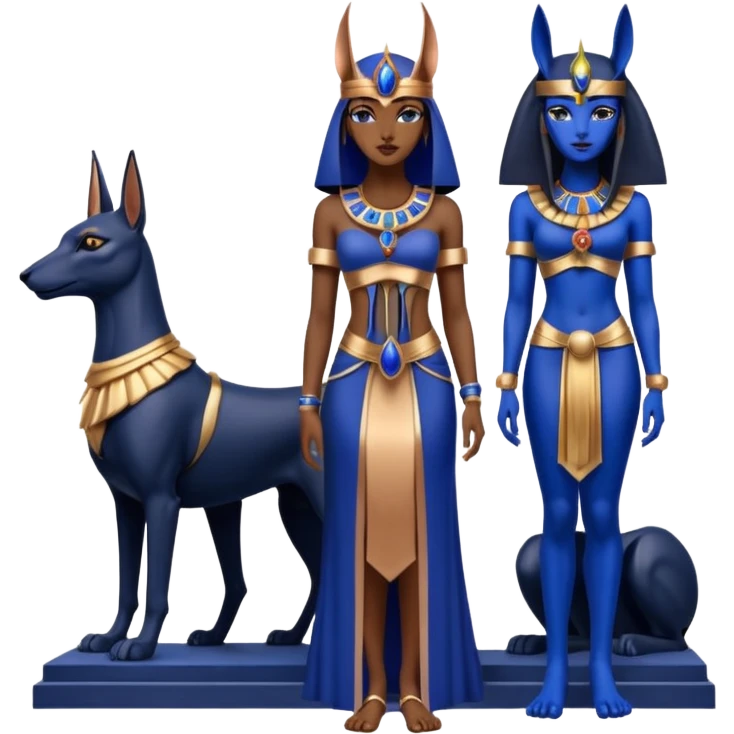  Black and lapis rose gold, and woman anubis floor statue posed  emoji