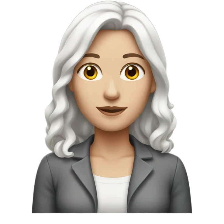 White woman with shoulder length dark brown hair emoji