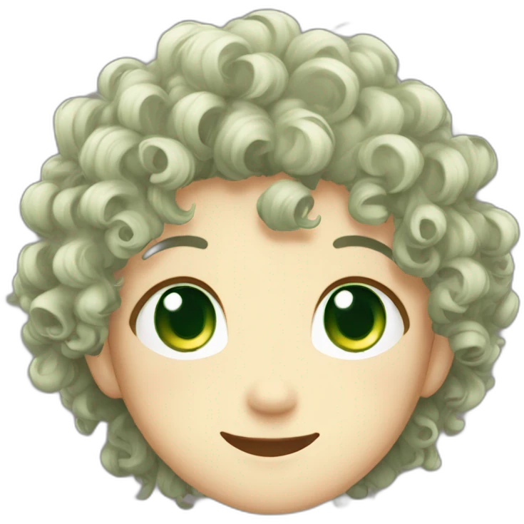 anime curly hair green eyes giggle emoji