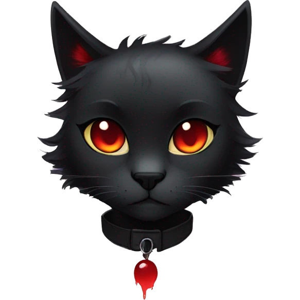 Anthro Edgy Cool Beautiful Black Cat-Fursona with Emo Hair-bangs with Red Streaks emoji