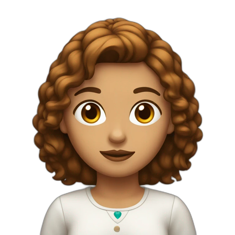 chica con el pelo marrón,largo y liso, ojos marrones oscuros y piel clara emoji