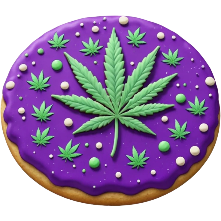 purple space cookies with cannabis leaf emoji