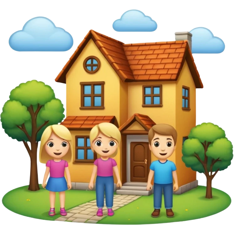 House with two peoples and two kids  emoji