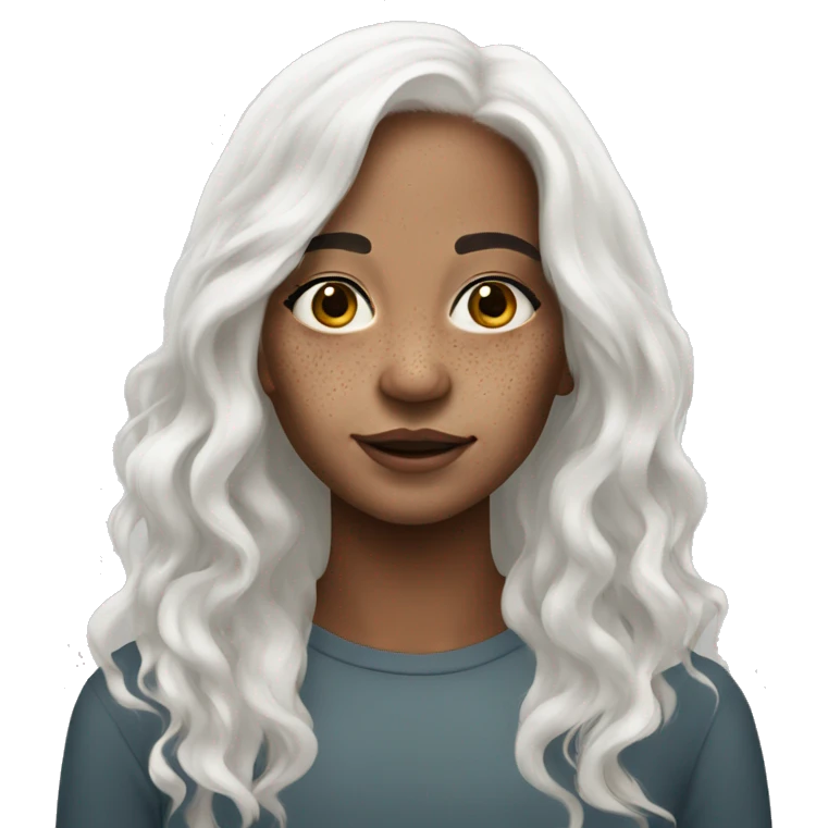 long white hair Girl with vitiligo    emoji
