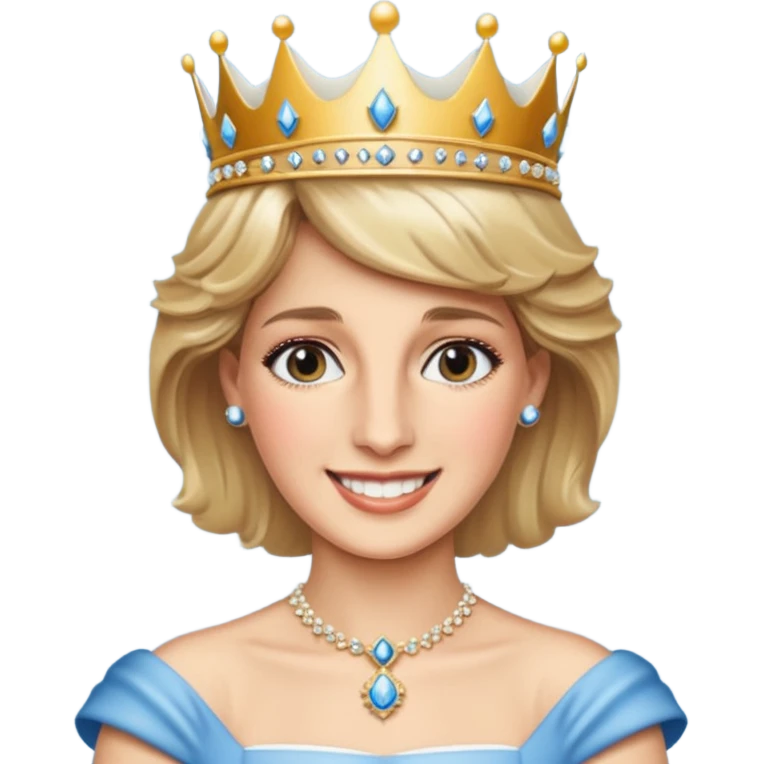 content face, Princess Diana with crown emoji