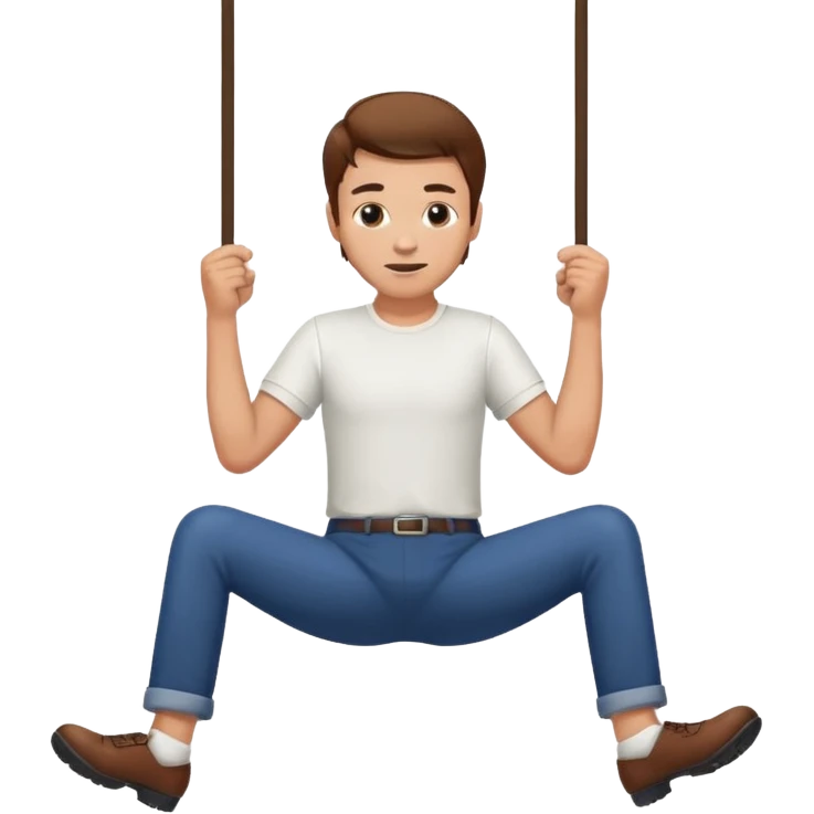 A guy swinging his legs with his hands on his chin emoji