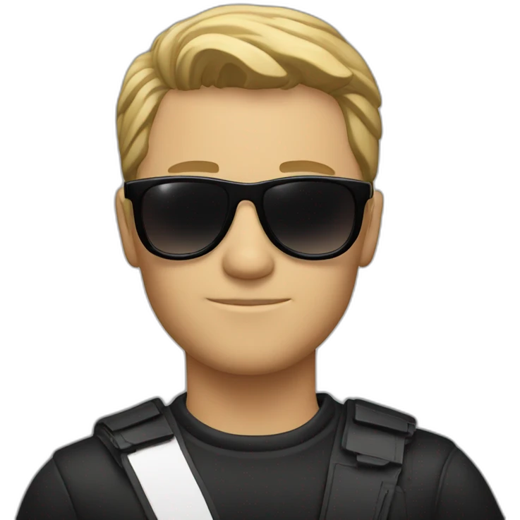 Cool white man in black cool sunglasses emoji