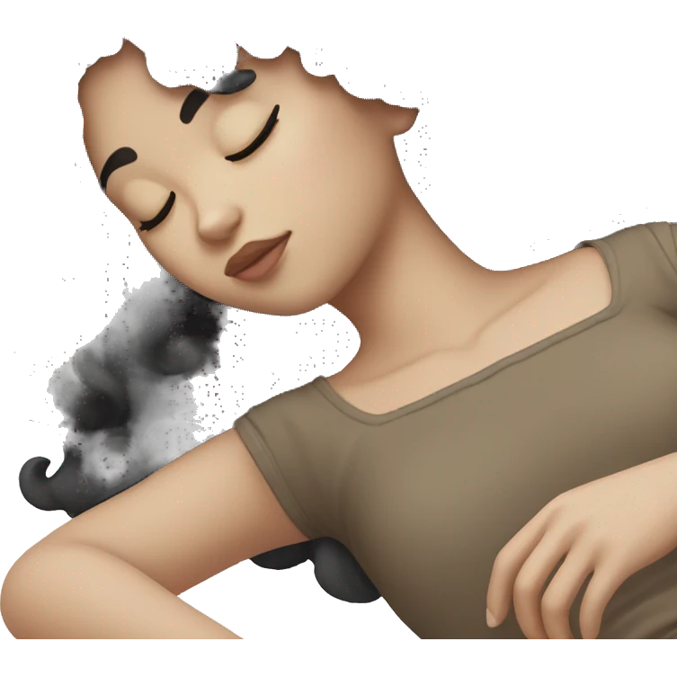 Girl sleeping black hair white skin emoji