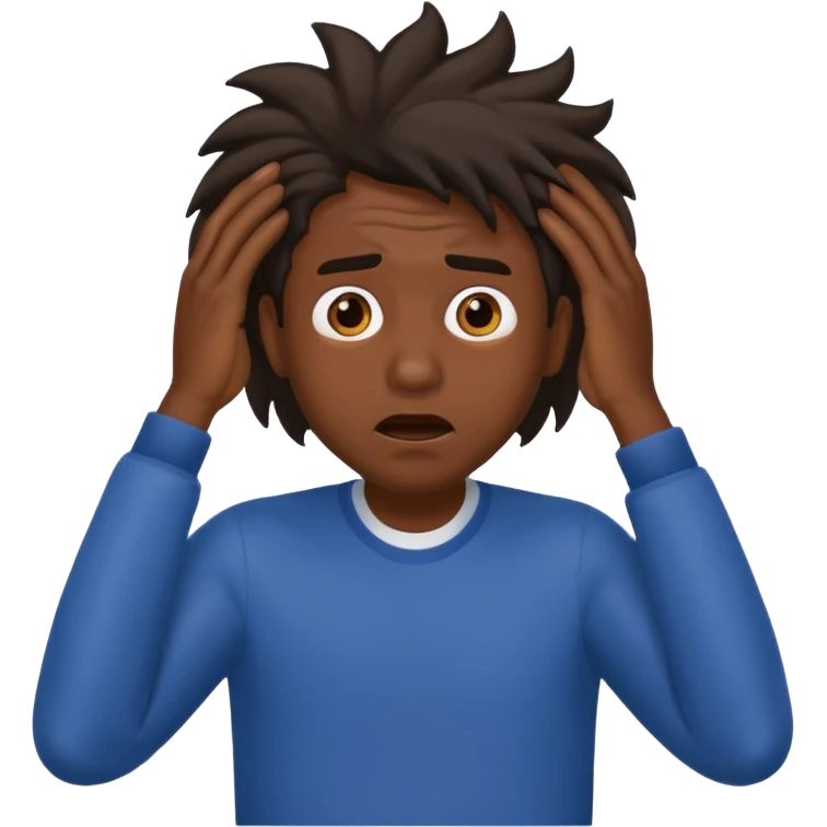 Темный парень в шоке держатся за волосы  emoji