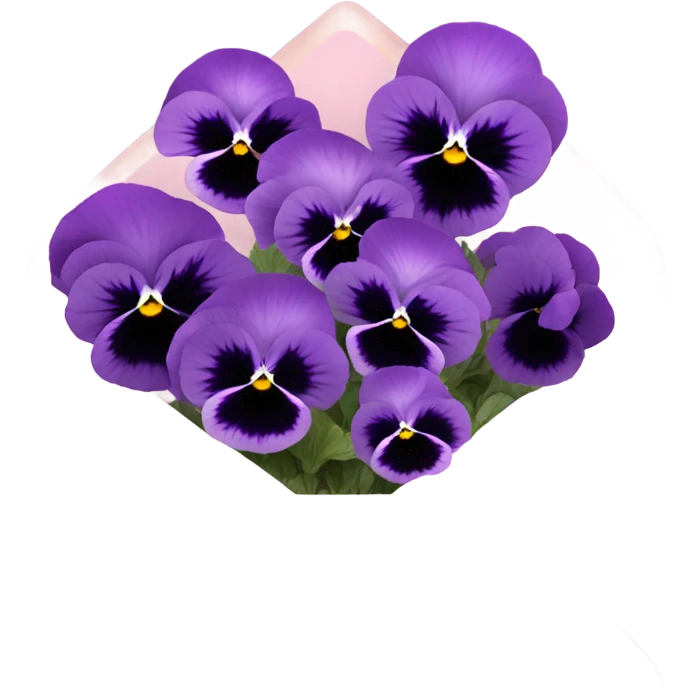 Deep aesthetic violet colour pansies placed in pink a aesthetic envelope  emoji