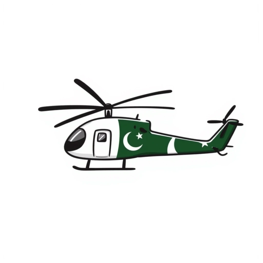 Hand-drawn Pakistani military helicopter with Pakistan flag markings emoji