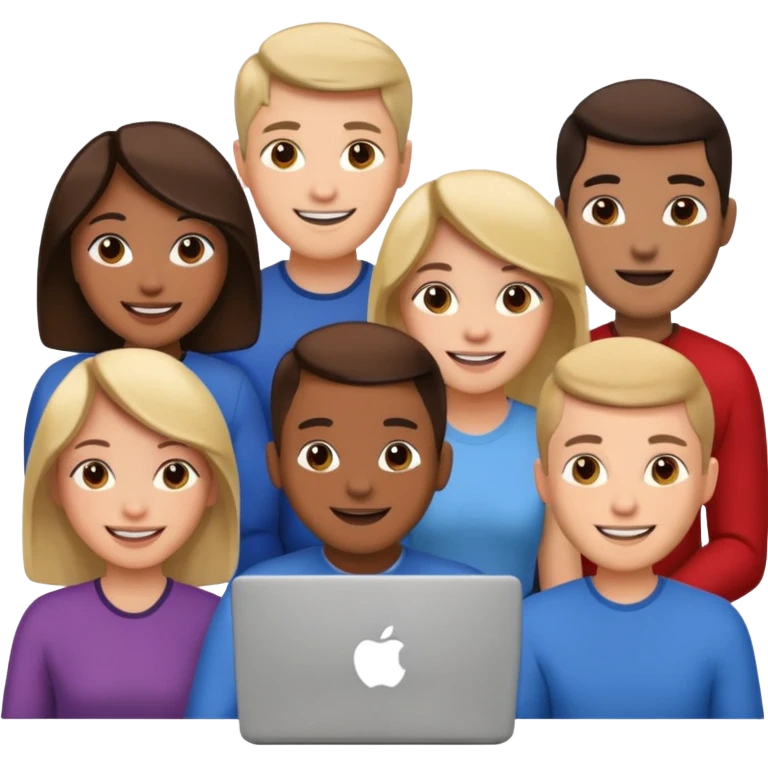 video meeting via laptop smiling people  emoji