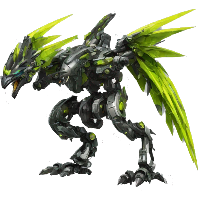 futuristic spiky raptor-dragon-Bionicle-mecha full body emoji