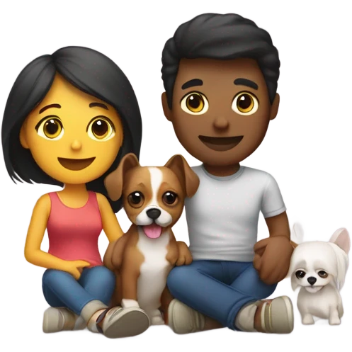 happy couple with tiny dog emoji