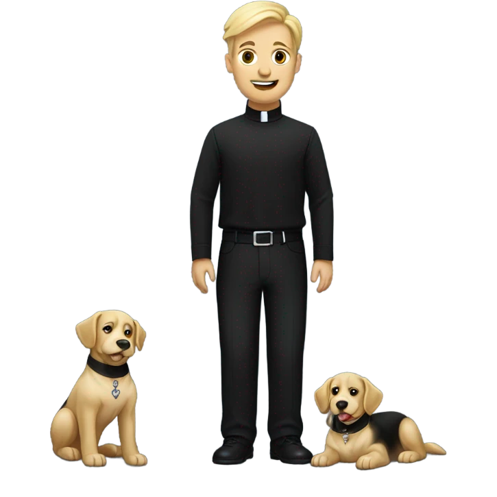 blond Vicar wearing black shirt and dog collar. Full body emoji