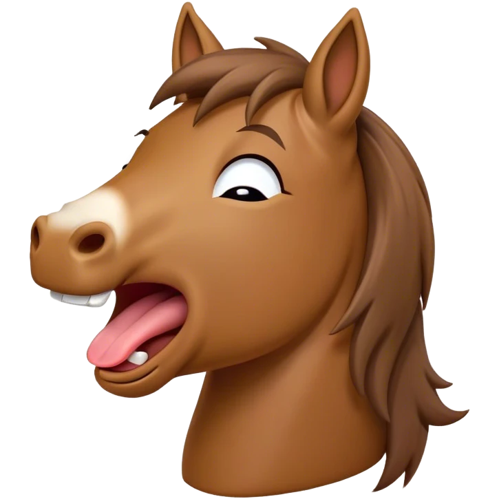 Cinematic Cute Yawning Brown Welsh Pony Portrait Emoji, Head tilted slightly with a dramatic, wide-open yawn, showcasing a sturdy, brown-colored form with softly drooping ears and sleepy, half-closed eyes, Simplified yet irresistibly adorable features, highly detailed, glowing with a soft, cozy earthy glow, high shine, relaxed yet expressive, stylized with a dash of rustic charm, soft glowing outline, capturing the essence of a drowsy yet affectionate brown Welsh pony that appears ready to stretch and yawn its way off the screen! emoji
