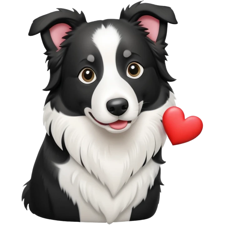 Bordercollie-blackandwhite-with-walleyes holding a heart emoji