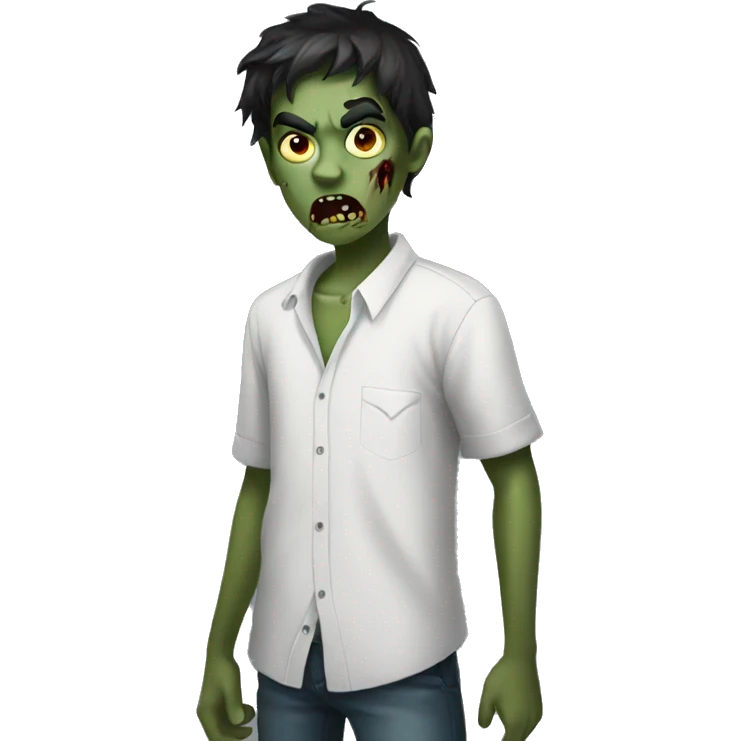 teen boy zombie with dark hair and white shirt emoji