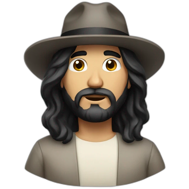 argentinian jesus with black hair and fedora emoji