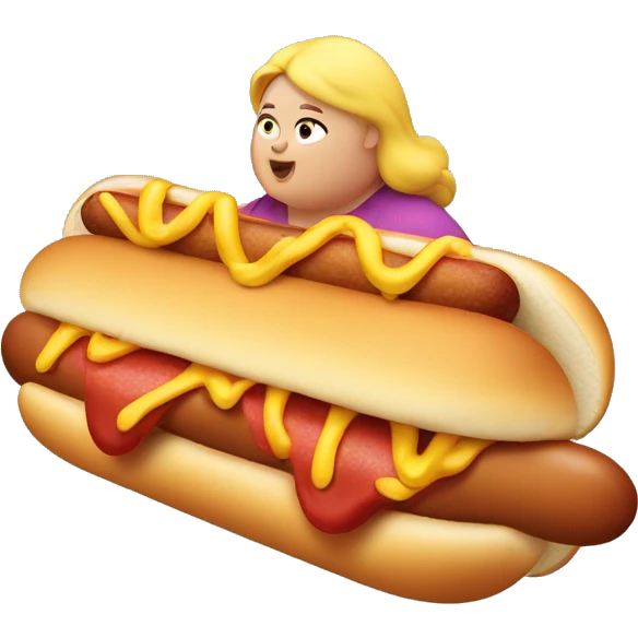 fat lady eating a hot dog emoji