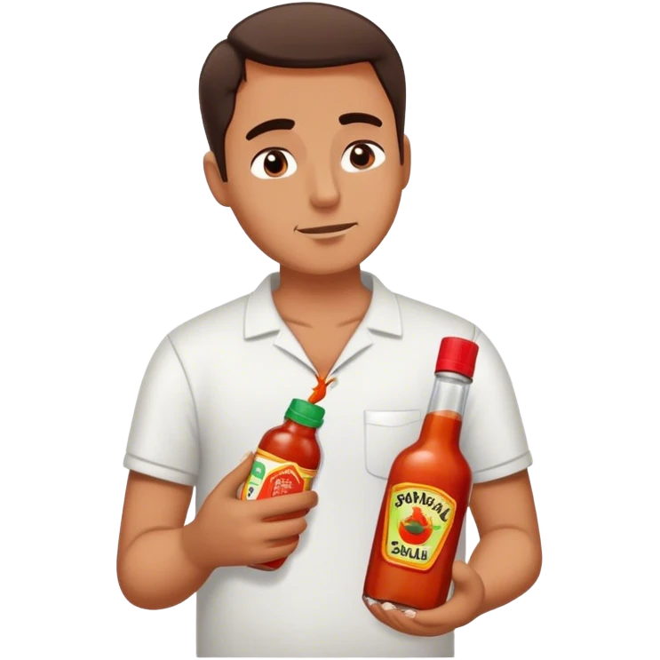 guy eyes closed holding hot sauce and salt emoji
