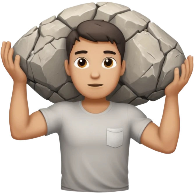 Atlas the greek god with a boulder and shirt With hole emoji