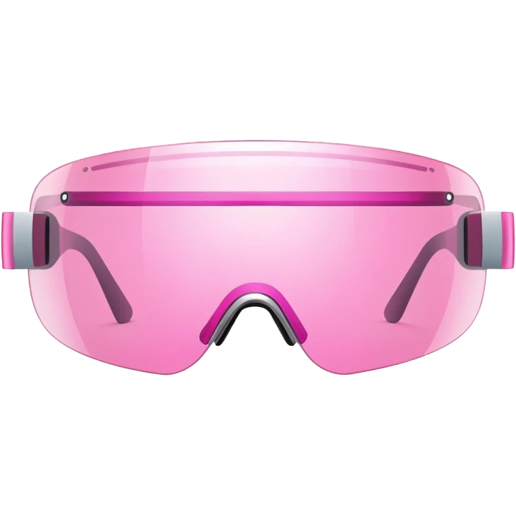 pink tinted shield visor glasses, frameless Y2K style, one continuous lens, futuristic emoji