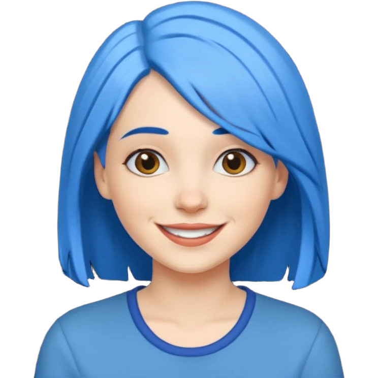Kék haj, fehér nő emoji