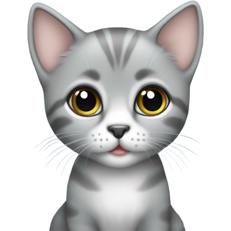 Cute big eyed grey kitten emoji