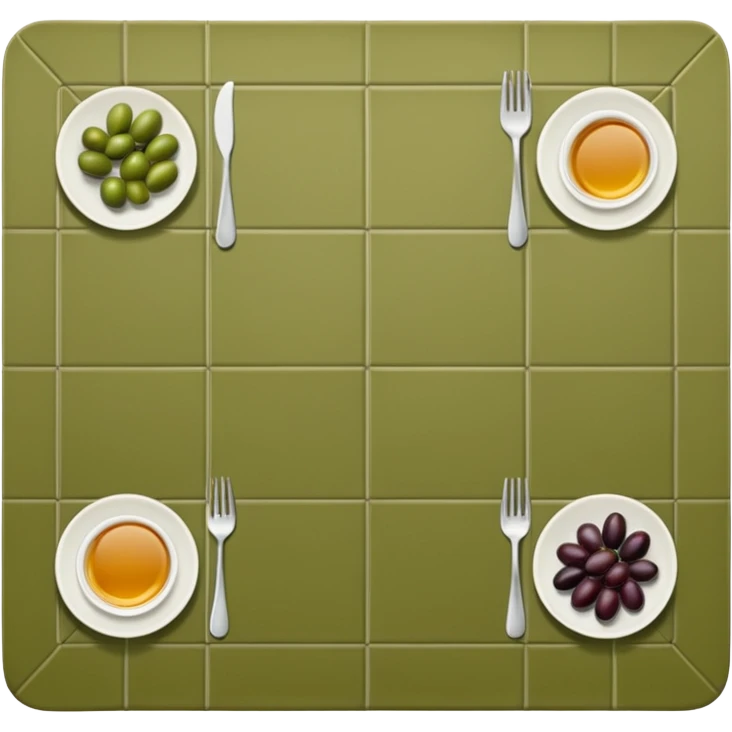 An olive green, long, tiled, top view of a place mat like the one in the image.  emoji