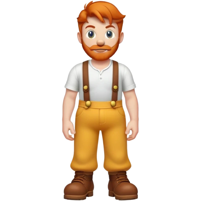 a ginger guy with big chest, mario shoes and a little nose emoji