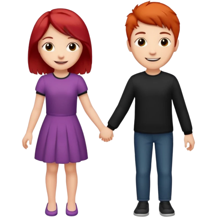 Red haired girl with black hair boy romance emoji
